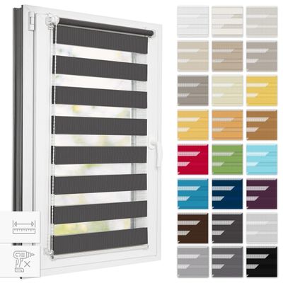 Estika Duo Roller Blind, No Drilling, 112 x 150 cm, Anthracite
