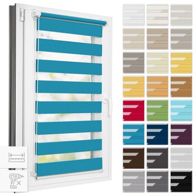 Estika Double Roller Blind, No-Drill Clamp-Fit, 67 x 220 cm, Cote d’Azur, Day & Night Duo Blind