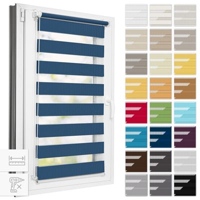 Estika Klemmfix Double Roller Blind, No Drilling, 130 x 150 cm, Summer Night