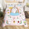 Rainbow Unicorn & Cat Duvet Cover Set 200 x 200 cm view 1