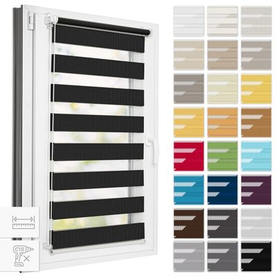 Estika Clip-On Dual Roller Blind, No Drilling, 73 x 150 cm, Black