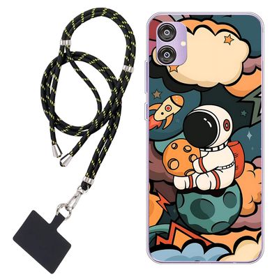 WUACYEAMING Case for Samsung Galaxy F04, Anime Pilot Rocket Design, Ultra-Thin TPU Silicone Cover with Universal Lanyard