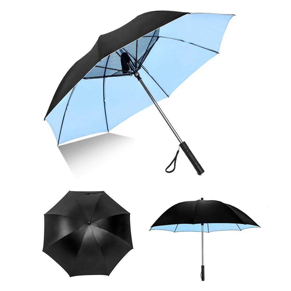 Jiawu Portable Fan Umbrella, UPF 50+, Sun and Rain Resistant, 2600 mAh USB Rechargeable