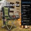 24MOVE Folding Camping Chair, Up to 150 kg, Padded High Backrest, Armrests, Cup Holder and Bag, Green view 2