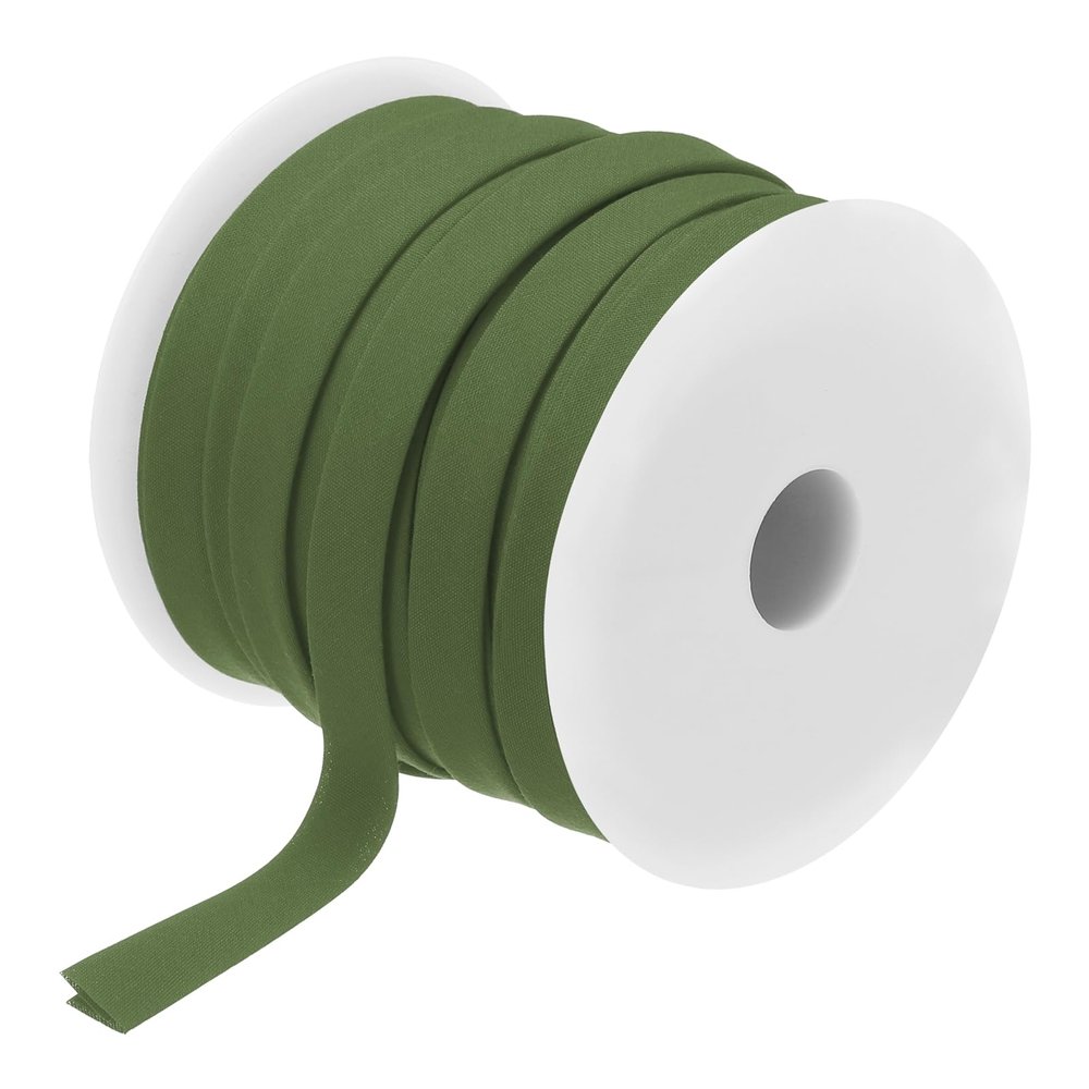 QUARKZMAN 1/2-Inch Double-Fold Bias Tape, Polyester Continuous Bias Binding for Sewing, Hemming, Quilting and Craft Edging, Dark Green, 25 Yards