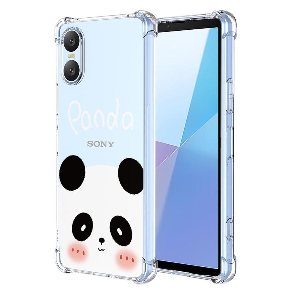 ILING Case for Sony Xperia 10 VI, Ultra-Thin Clear TPU Silicone Case with Panda Floral Cartoon Pattern