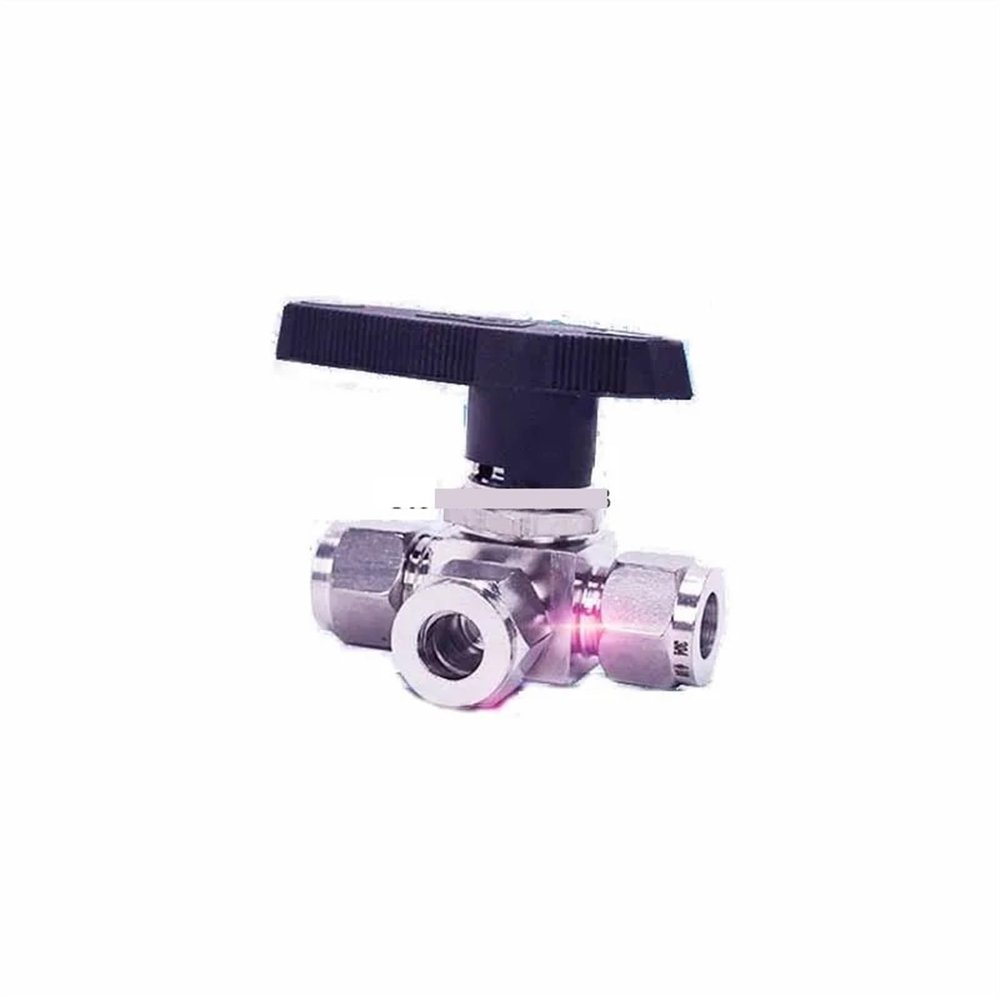 304 Stainless Steel 3-Way Threaded Ball Valve with Adjustable Needle Valve, 4–16 mm, 1/8–1/2 in, 1 pc (Color: 12.7 mm 1/2)