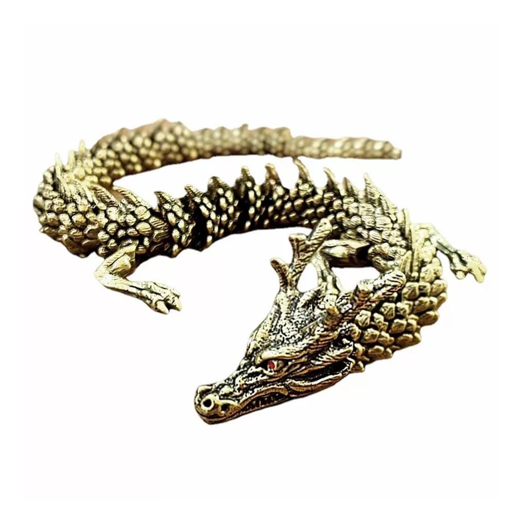 RR-YRL Brass Chinese Dragon, Lifelike Movable 3D Handheld Sculpture