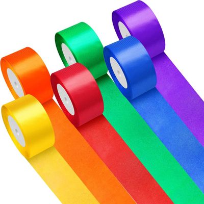 60 m Colorful Satin Ribbon Set, 50 mm Wide, Rainbow Gift Ribbon