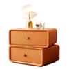 TQQEPOOL Swivel Nightstand with 2 Drawers, Modern Compact Accent Table, Orange, 40 × 40 × 48 cm view 1