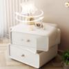 TQQEPOOL Swivel Nightstand with 2 Drawers, Modern Compact Accent Table, Orange, 40 × 40 × 48 cm view 4