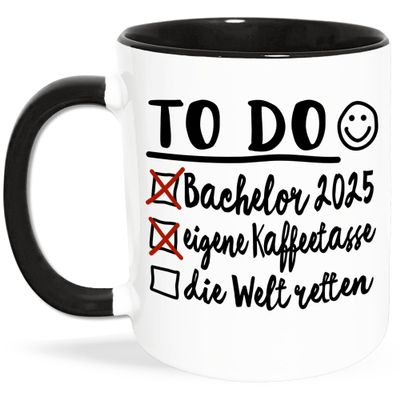Bachelor Graduation Gift Mug 2025 – Bachelor, Own Coffee Mug, Save the World (Black)