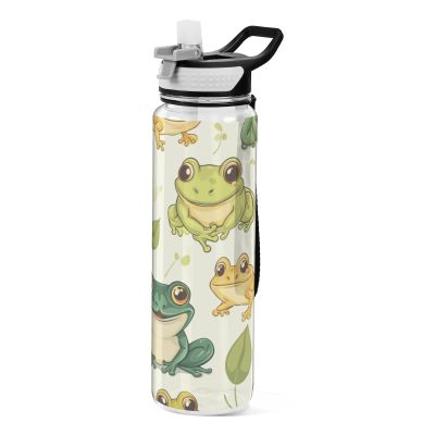 Mnsruu Color Frog Water Bottle with Straw, 1 Liter, Tritan, BPA-Free