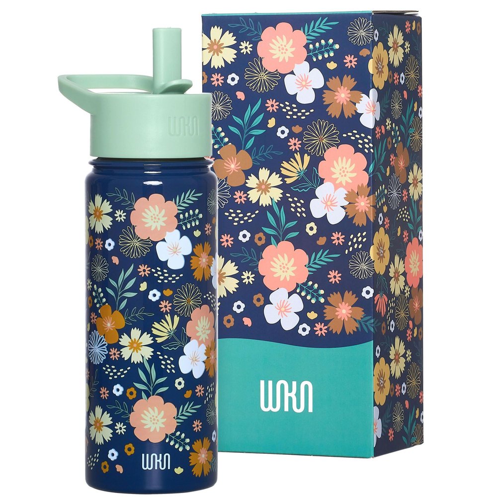 Wildkin Kids' Stainless Steel Water Bottle, 530 mL, Blossom