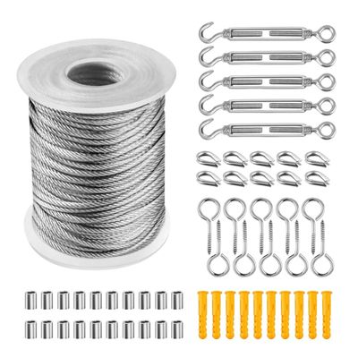 Stainless Steel Wire Rope Kit, 2 mm, 304 Stainless Steel, 15 m
