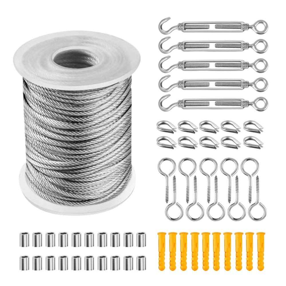 Stainless Steel Wire Rope Kit, 2 mm, 304 Stainless Steel, 15 m