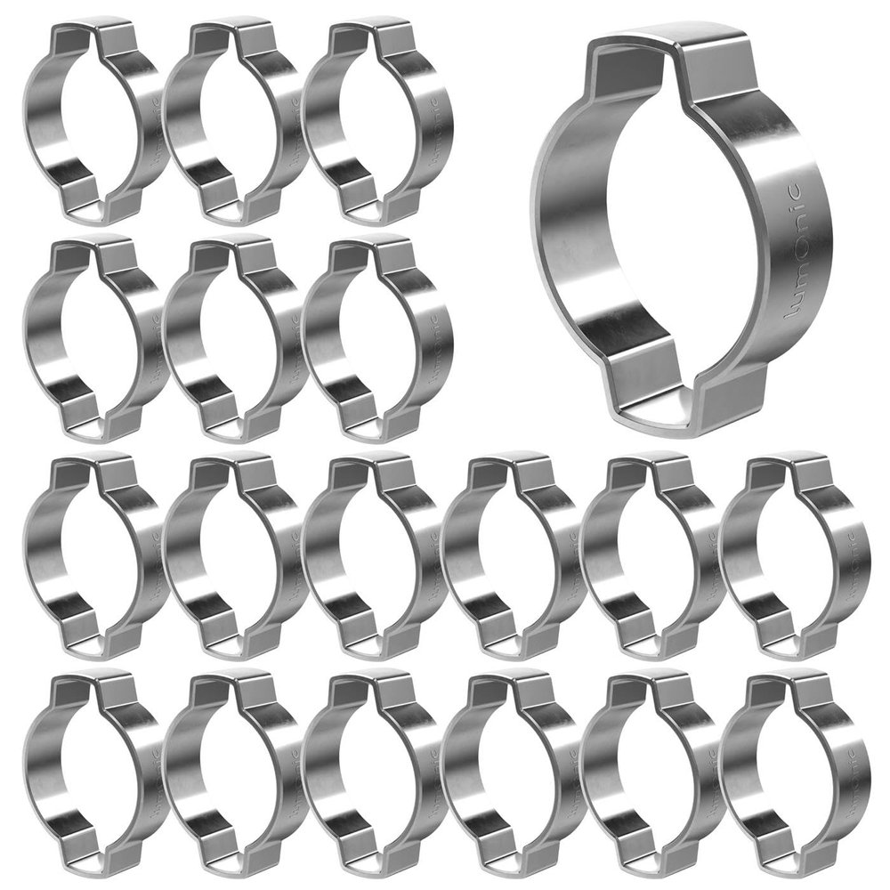 Lumonic 20-Pack 2-Ear Clamps, 22–25 mm, V2A Stainless Steel