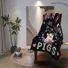Blanket with “Just A Girl Who Loves Pigs” Text, Soft Warm Flannel, 100 x 125 cm view 3