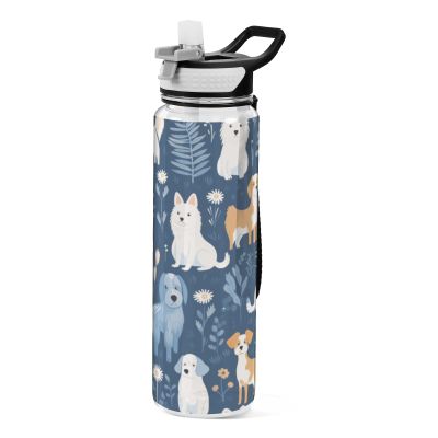 Mnsruu Leaves Dog Water Bottle with Straw, 1 Liter, Tritan, BPA-Free