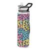 Mnsruu Rainbow Leopard 1 Water Bottle with Straw, 1 Liter Sports Bottle, Tritan, BPA-Free, Clear, for Adults, Outdoor, School, Gym, Travel view 1