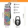 Mnsruu Rainbow Leopard 1 Water Bottle with Straw, 1 Liter Sports Bottle, Tritan, BPA-Free, Clear, for Adults, Outdoor, School, Gym, Travel view 3