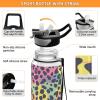 Mnsruu Rainbow Leopard 1 Water Bottle with Straw, 1 Liter Sports Bottle, Tritan, BPA-Free, Clear, for Adults, Outdoor, School, Gym, Travel view 4
