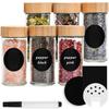 Happy Lemuro Round Spice Jars, 6 x 100 ml, with Bamboo Lids and Labels view 1