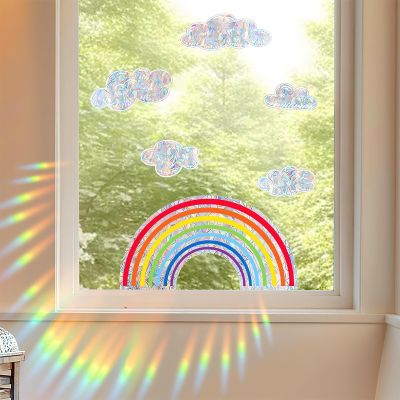 TNSLAND Rainbow Window Clings with White Cloud Stickers