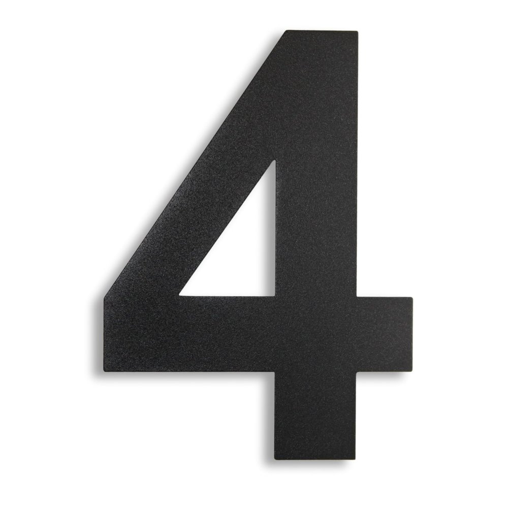 KTC-HOME Premium Black House Number 4, 20 cm, Arial, RAL 9005