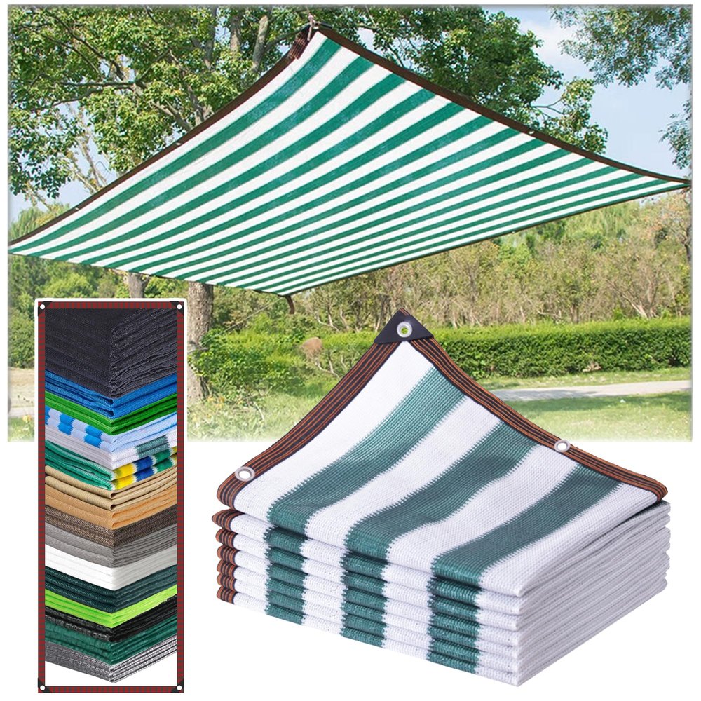 SSFMSF Sun Shade Net, 90% Shade Rate, Green Stripes, 2 × 9 m