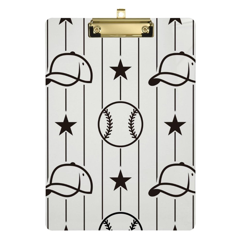 Baseball Sports Acrylic Clipboard, 9 x 12.5 in, Low-Profile Metal Clip