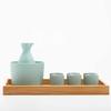 Sake Set with Cups and Warmer, Traditional Japanese Porcelain, Blue with Tray view 1