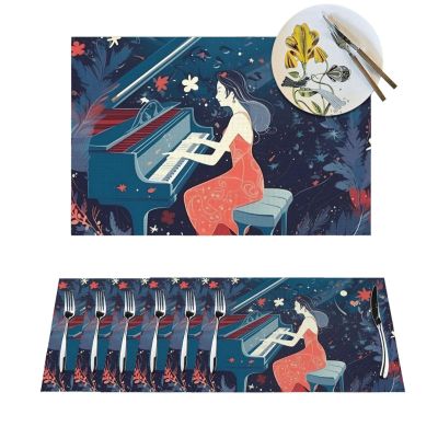 Piano Illustration Placemat, 12 x 18 in, Set of 1