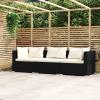 SECOLI 3-Seater Outdoor PE Rattan Corner Lounge Sofa, Black/Cream view 1