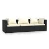 SECOLI 3-Seater Outdoor PE Rattan Corner Lounge Sofa, Black/Cream view 2