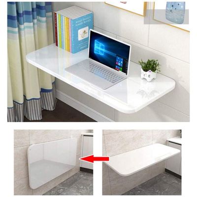 Generic White Laptop Desk, Wall-Mounted Folding Table, 100 x 40 cm (39.5 x 15.5 in)