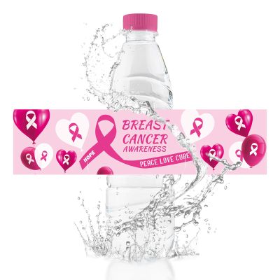 URROMA 50-Piece Breast Cancer Awareness Water Bottle Labels, Pink October Stickers