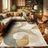 ABAKUHAUS Modern Boho Decorative Area Rug, Abstract Geometric Swirls, Tan Beige Gray, 122 x 170 cm view 2