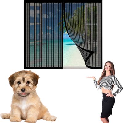 Magnetic Window Insect Screen 195 x 130 cm, No-Drill Adhesive Mount, Black