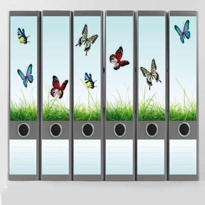 Binder Spine Labels “Butterfly Meadow” | 20-Piece Set for 6 Binders | DIY Design