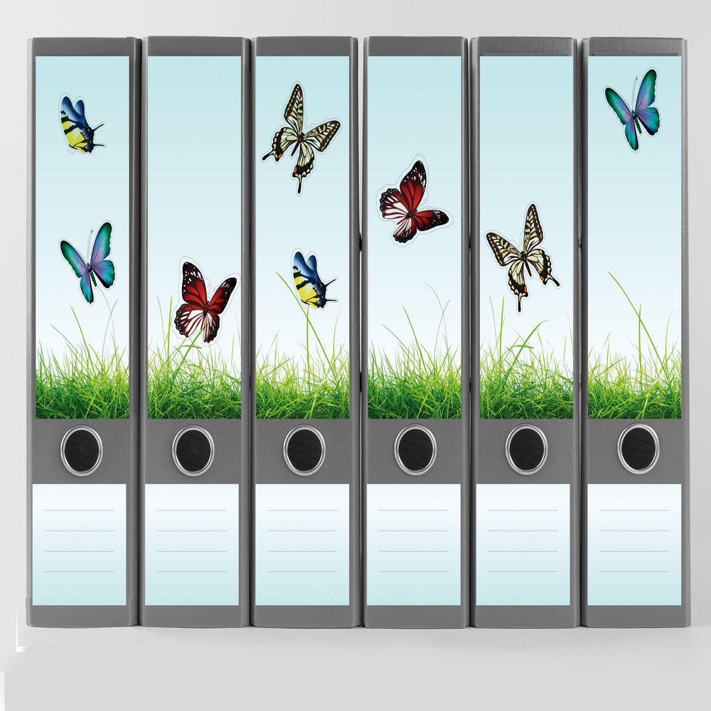 Binder Spine Labels “Butterfly Meadow” | 20-Piece Set for 6 Binders | DIY Design