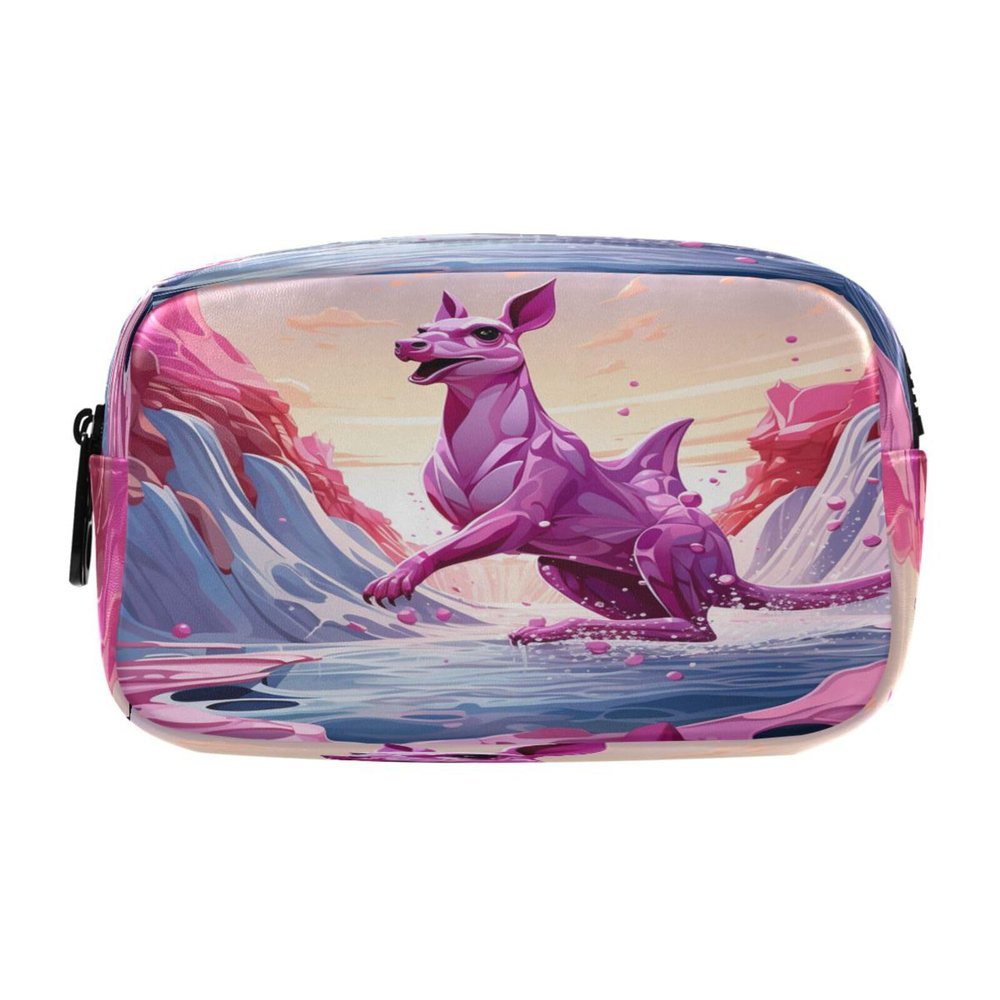 Watercolor Pink Kangaroo Large-Capacity Pencil Case