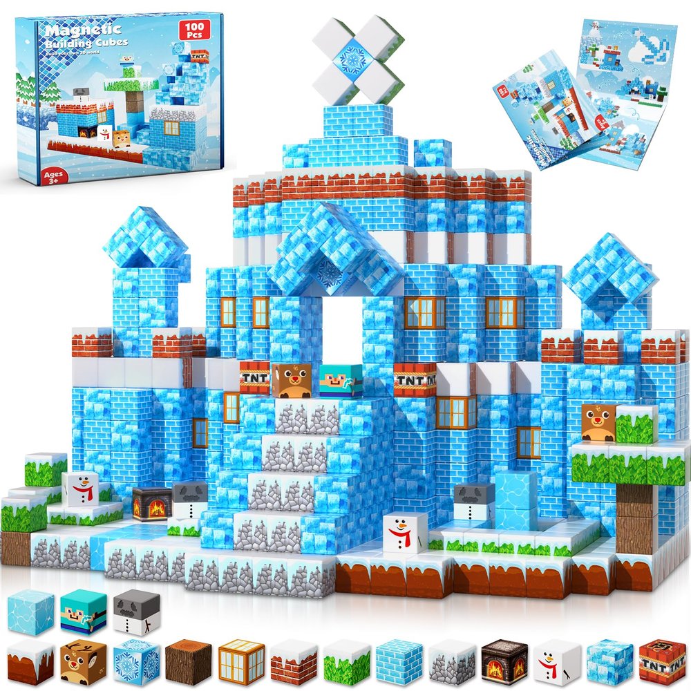 Goody King Magnetic Building Blocks, 100 Pieces, Build Your Ice and Snow World