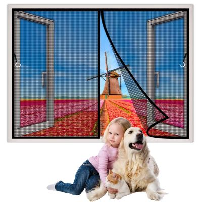 Magnetic Fly Screen for Balcony/Window, 100 x 115 cm, Heavy-Duty Mesh, Foldable, Black/Gray 1995