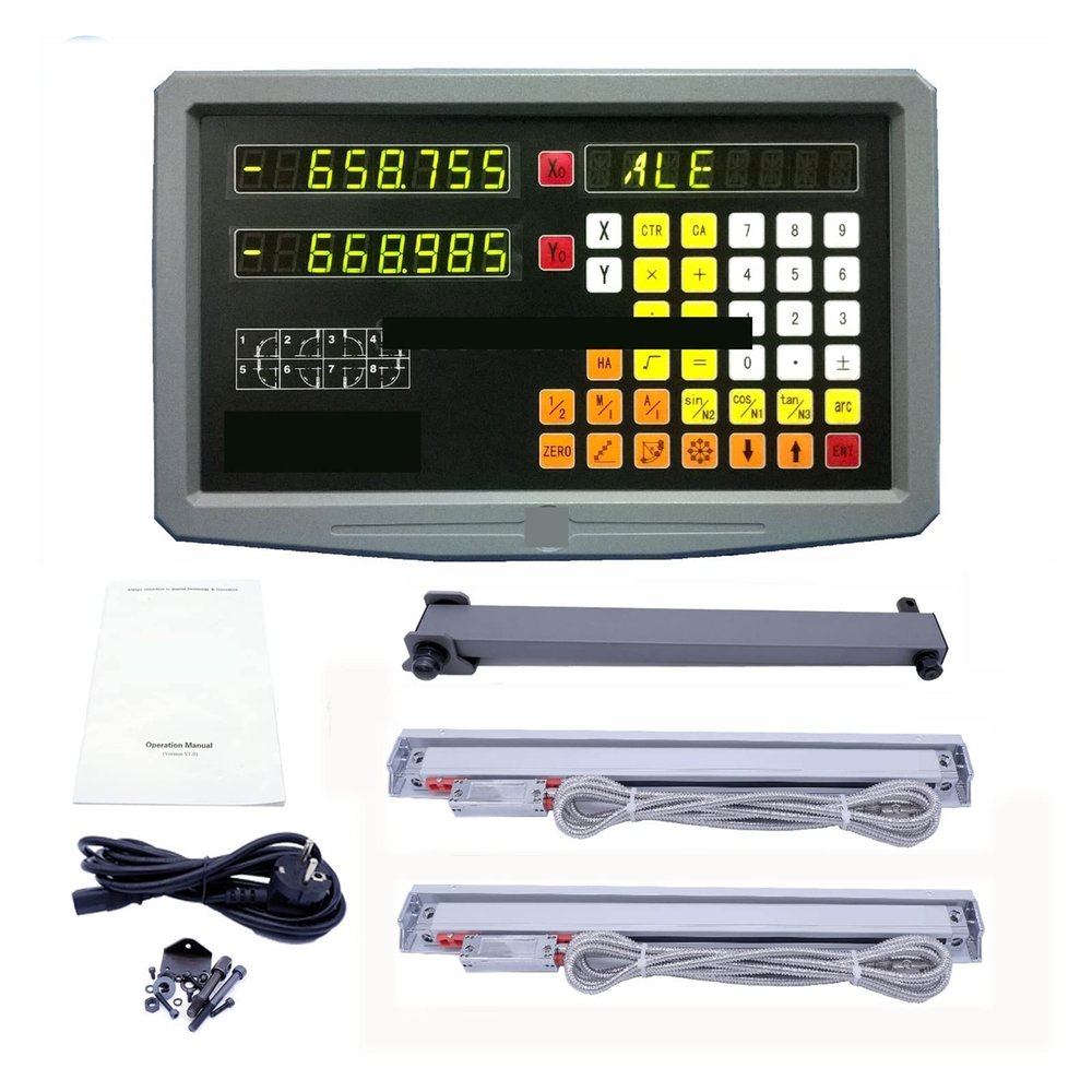 VChics Linear Encoder Kit, Sino 2-Axis DRO SDS2MS with 2 KA300 Optical Scales for Milling Lathe