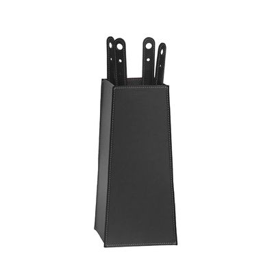 LIMAC Design BOARY Fireplace Tool Set with Leather Handles and Bag, Black