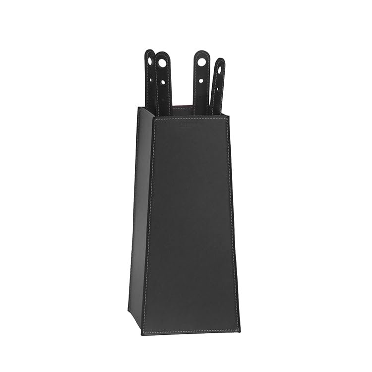 LIMAC Design BOARY Fireplace Tool Set with Leather Handles and Bag, Black