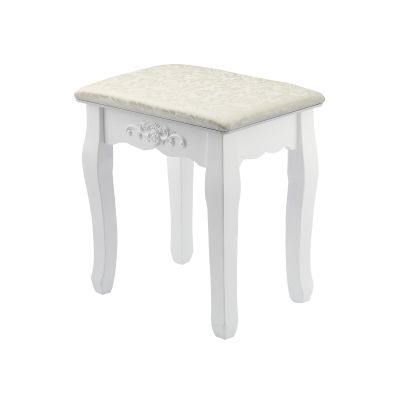 ZONABSQQ White Rustic Upholstered Vanity Stool