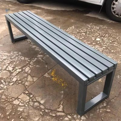 YQMHEZ Iron Garden Bench with Line Design, Gray, 59 x 15.7