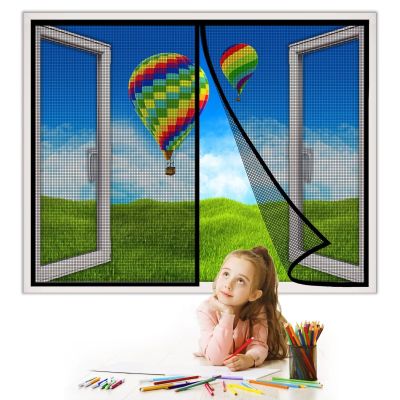 Magnetic Insect Screen for Windows, 140 x 165 cm, Self-Adhesive, Black